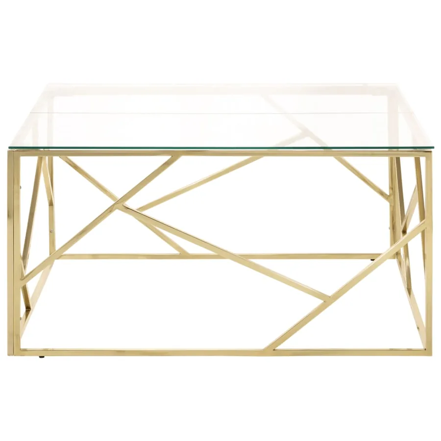 Table basse doré acier inoxydable et verre trempé - 3