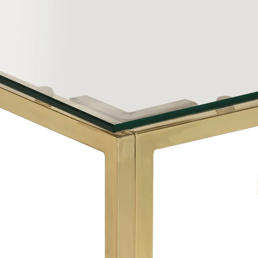 Table basse doré acier inoxydable et verre trempé - 4
