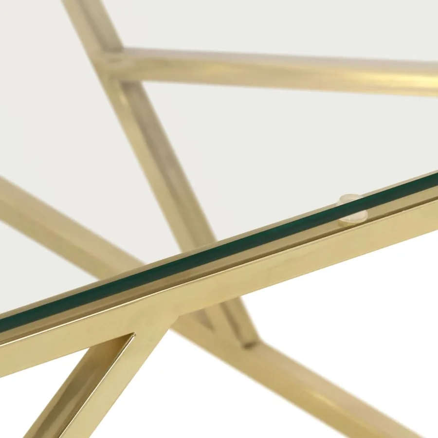Table basse doré acier inoxydable et verre trempé - 5