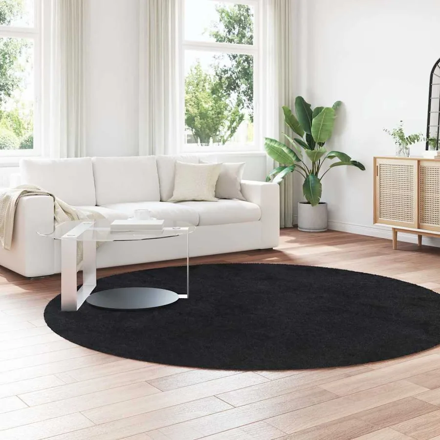 Tapis shaggy à poils longs NAVARRA noir 240x240 cm polyester - 3