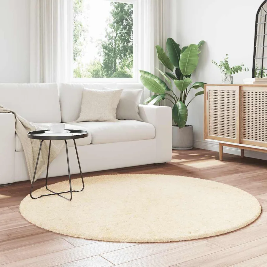Tapis shaggy à poils longs NAVARRA crème 160x160 cm polyester - 3