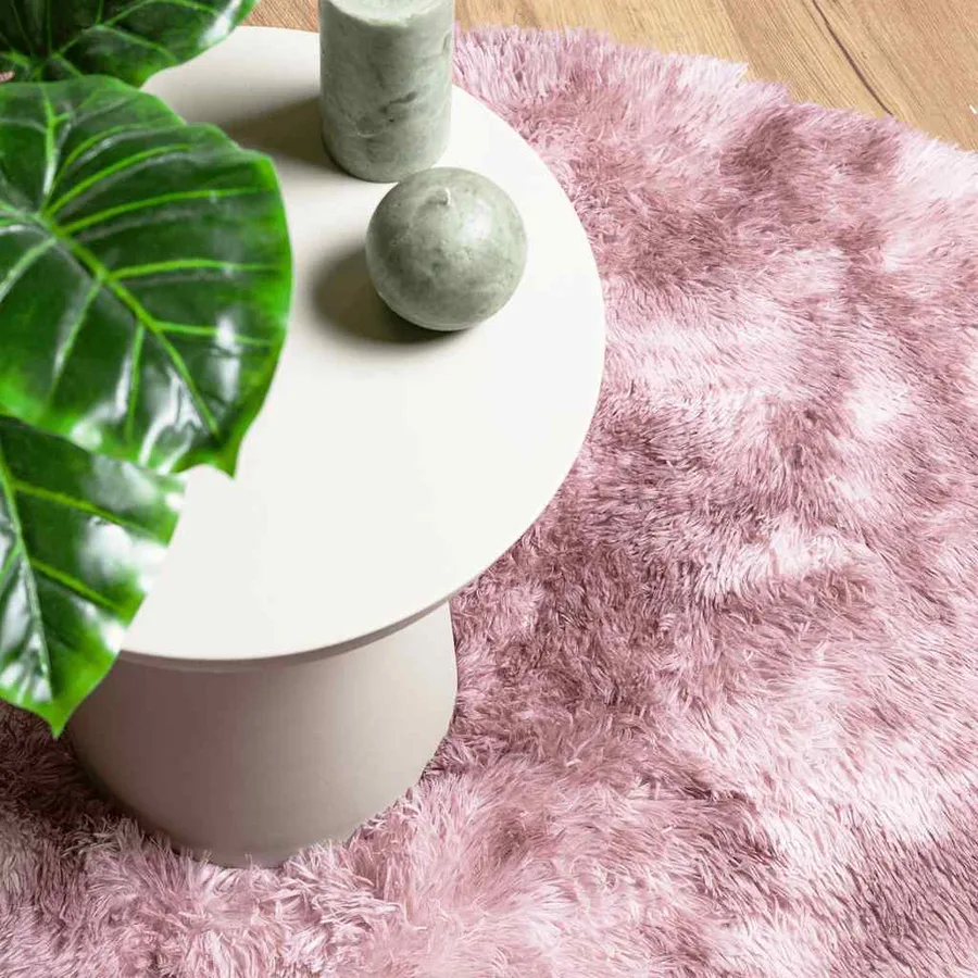 Tapis Shaggy à poils longs NAVARRA rose poudré 160x160 cm - 8