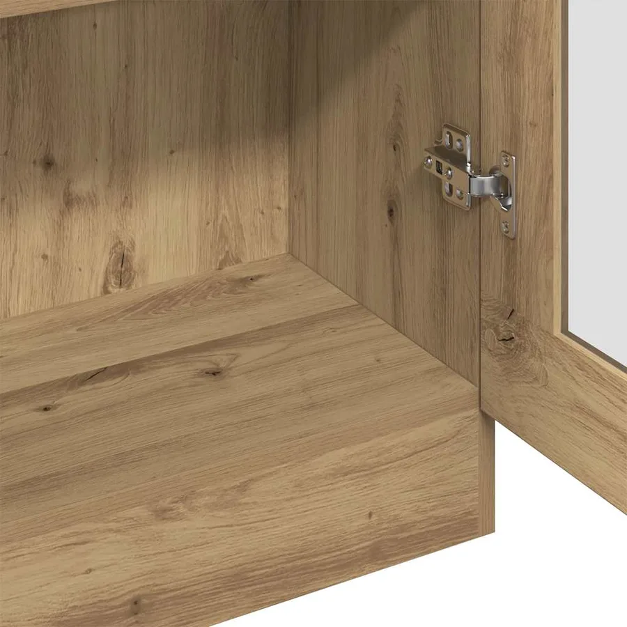 Buffet haut chêne artisanal 82,5x30,5x185 cm bois d'ingénierie - 7