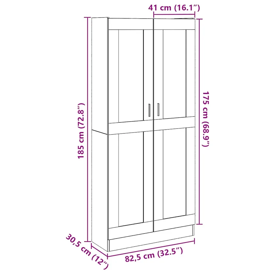 Buffet haut chêne artisanal 82,5x30,5x185 cm bois d'ingénierie - 8