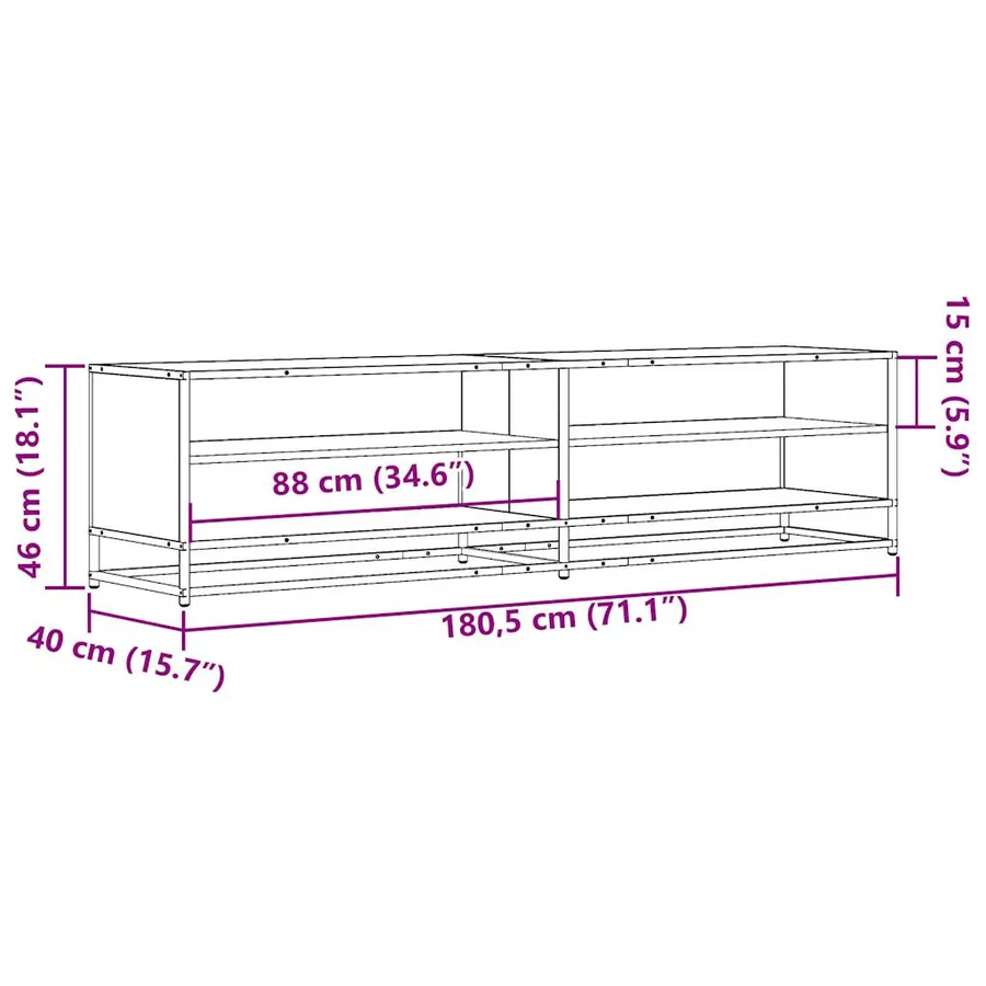 Meuble TV chêne sonoma 180,5x40x46 cm bois d'ingénierie - 9