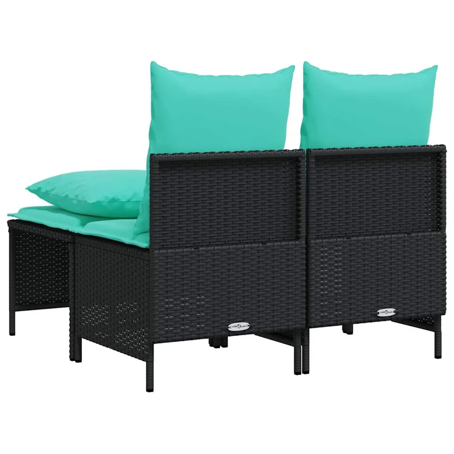 Ensemble de canapé de jardin 4 pcs avec coussins noir résine tressée - 5