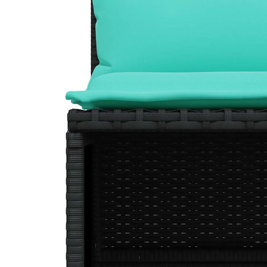Ensemble de canapé de jardin 4 pcs avec coussins noir résine tressée - 6