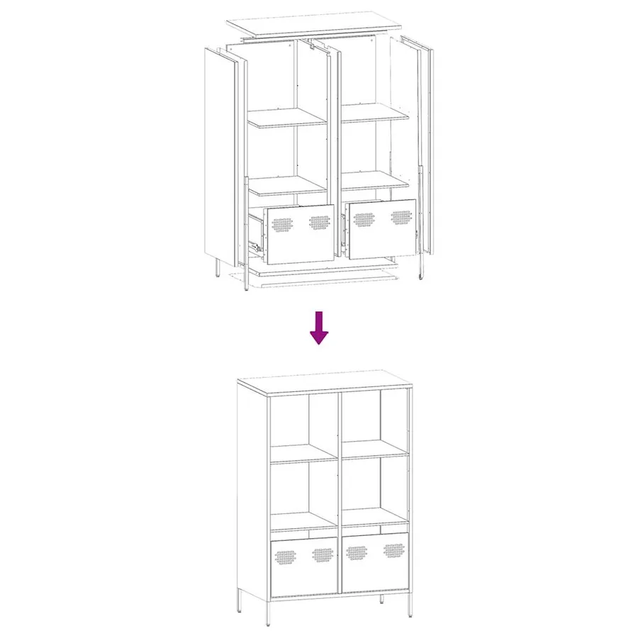 Buffet haut jaune moutarde 68x39x103,5 cm acier - 11