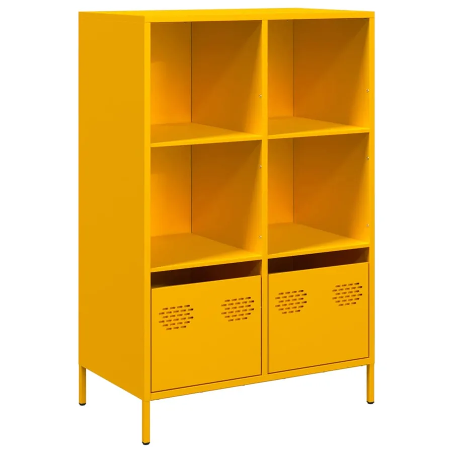 Buffet haut jaune moutarde 68x39x103,5 cm acier - 2