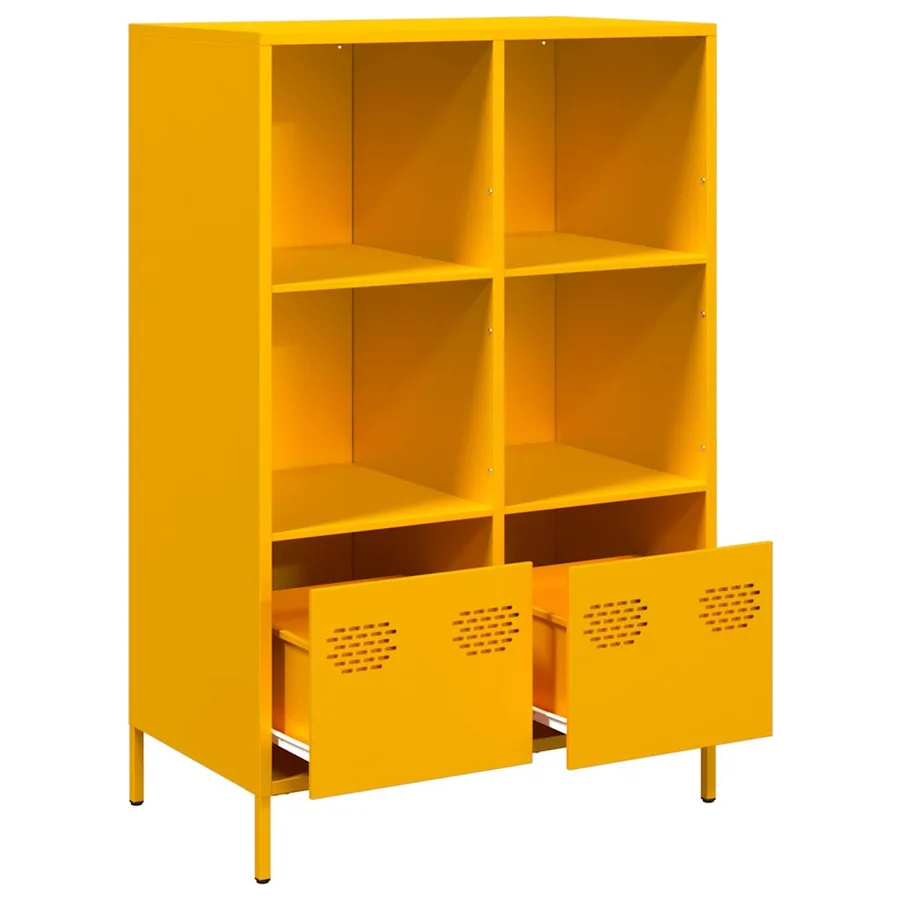 Buffet haut jaune moutarde 68x39x103,5 cm acier - 4