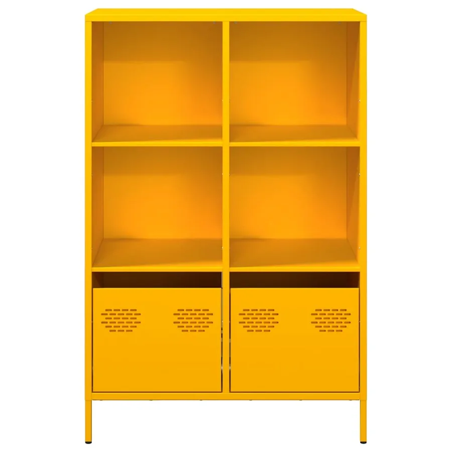 Buffet haut jaune moutarde 68x39x103,5 cm acier - 5