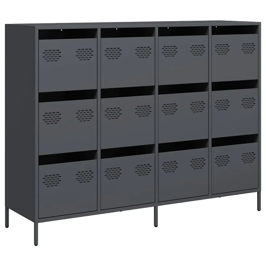 Buffet anthracite 135x39x103,5 cm acier laminé à froid - 2