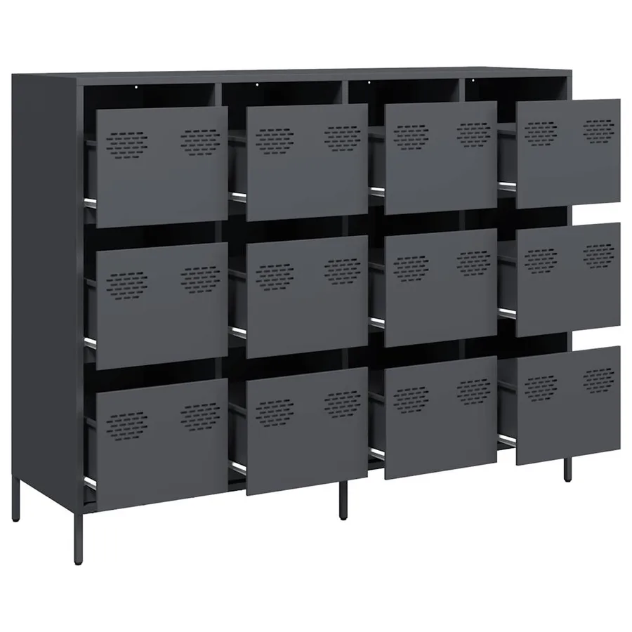 Buffet anthracite 135x39x103,5 cm acier laminé à froid - 4