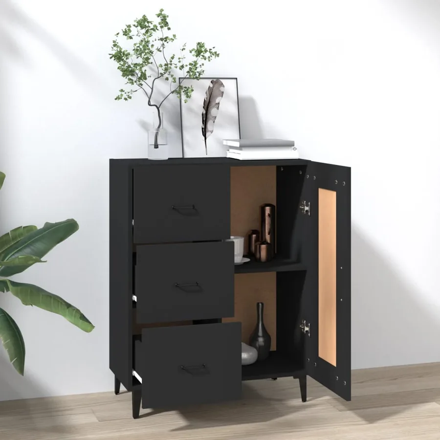 Buffet Noir 69,5x34x90 cm Bois d'ingénierie - 3