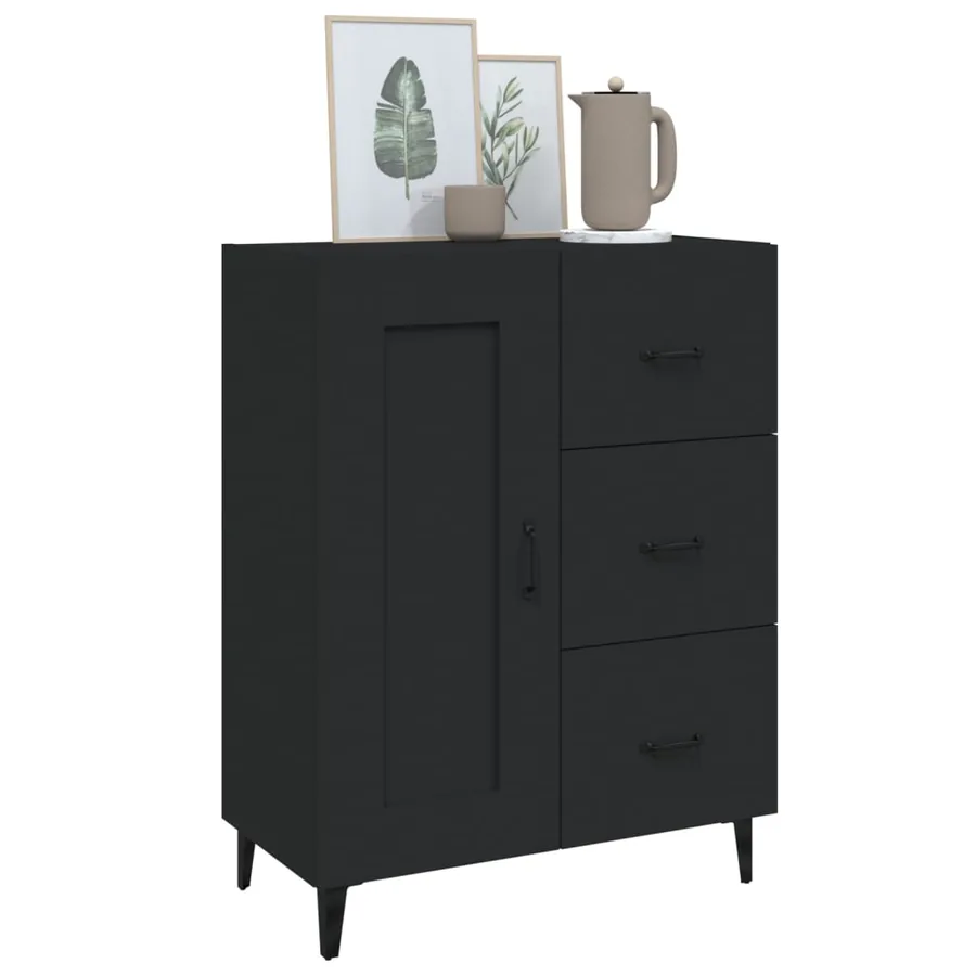 Buffet Noir 69,5x34x90 cm Bois d'ingénierie - 4