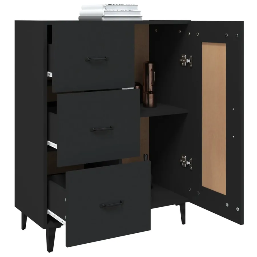 Buffet Noir 69,5x34x90 cm Bois d'ingénierie - 5