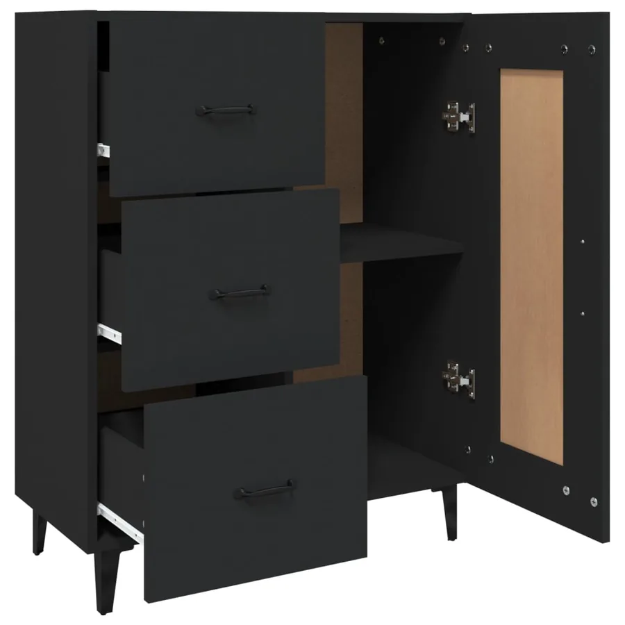 Buffet Noir 69,5x34x90 cm Bois d'ingénierie - 6