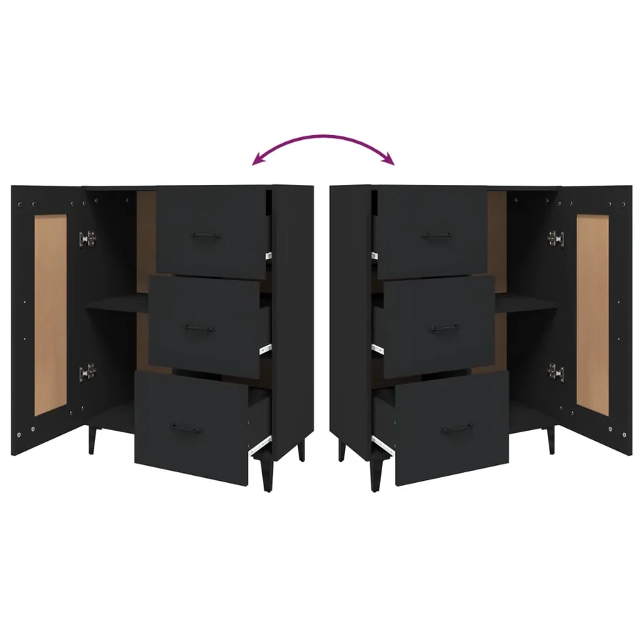Buffet Noir 69,5x34x90 cm Bois d'ingénierie - 9