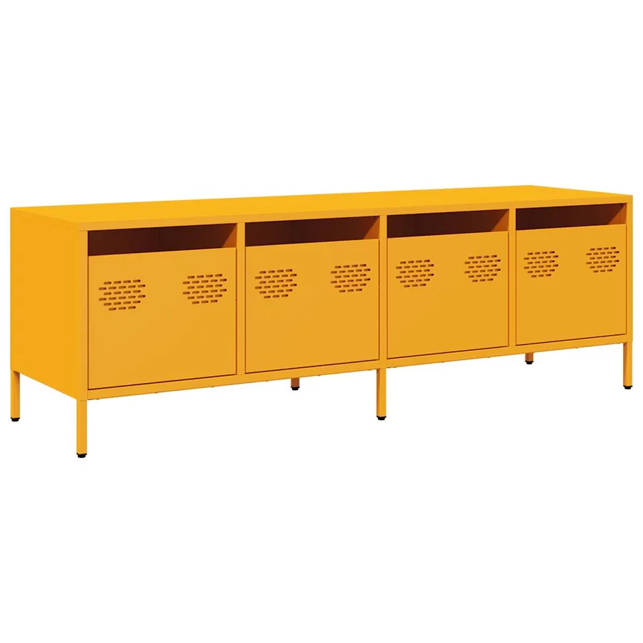 Meuble TV jaune moutarde 135x39x43,5 cm acier laminé à froid - 2