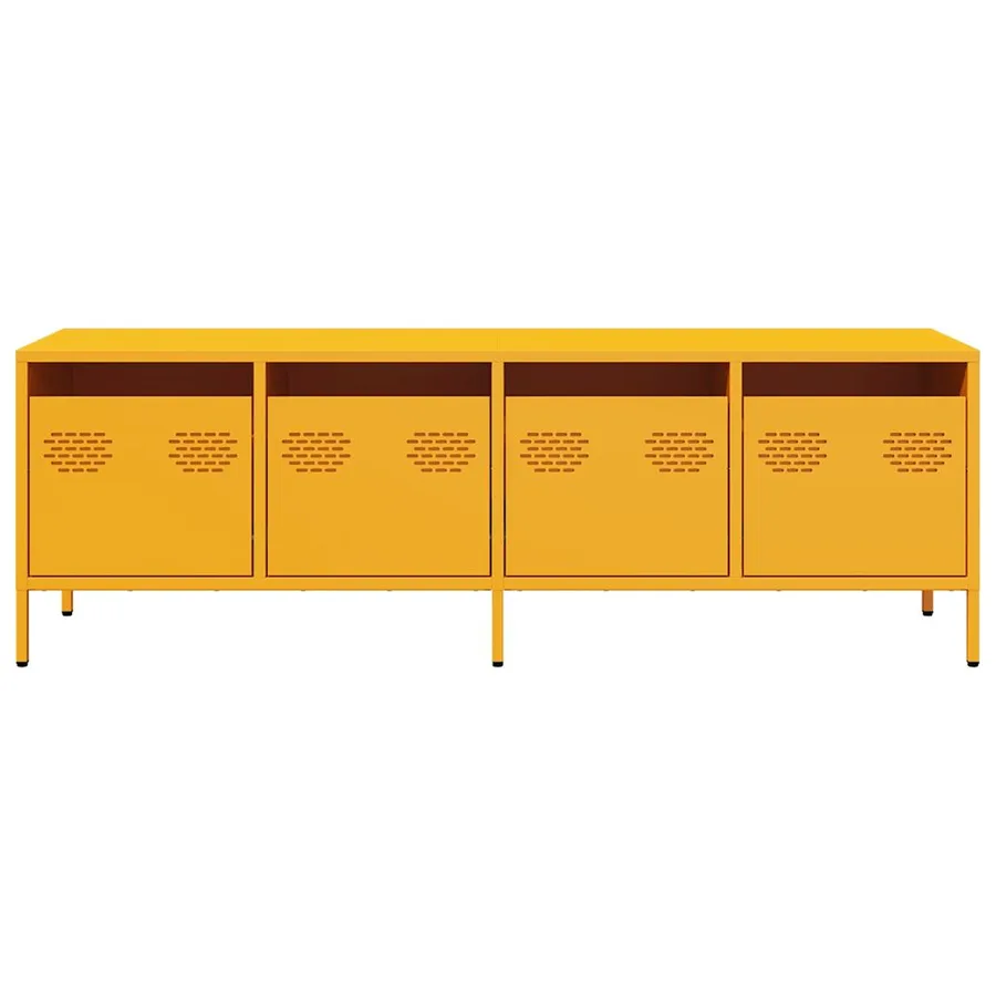 Meuble TV jaune moutarde 135x39x43,5 cm acier laminé à froid - 4
