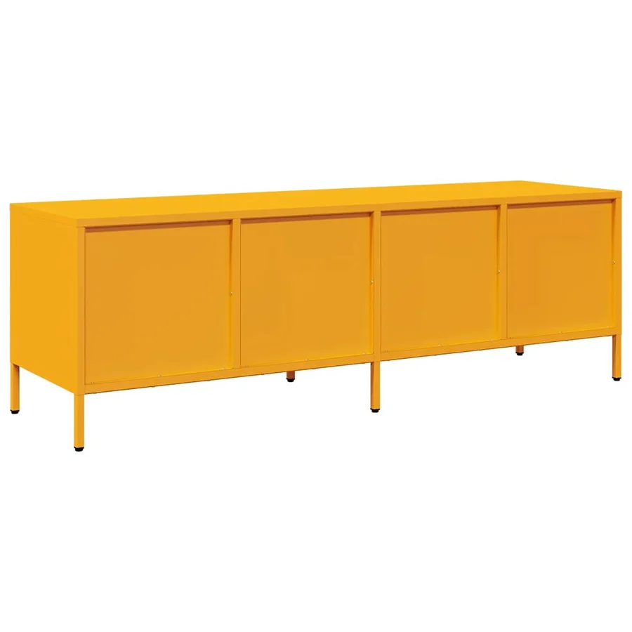 Meuble TV jaune moutarde 135x39x43,5 cm acier laminé à froid - 7