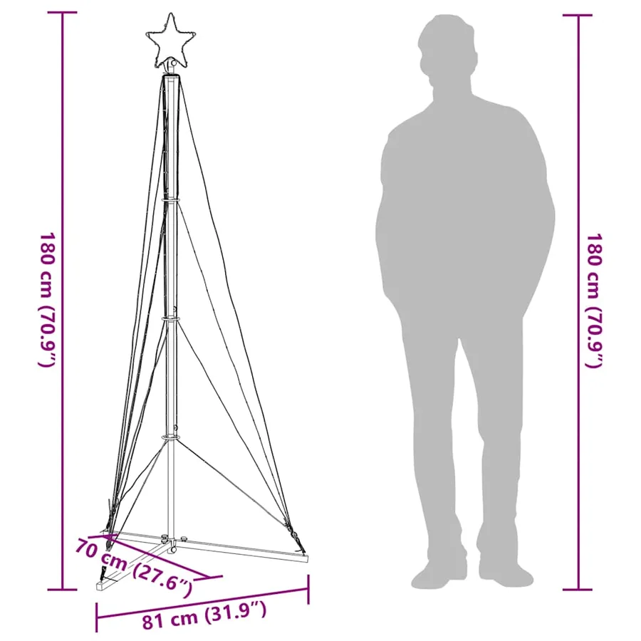 Sapin de Noël à LED 363 LED blanc chaud 182 cm - 12