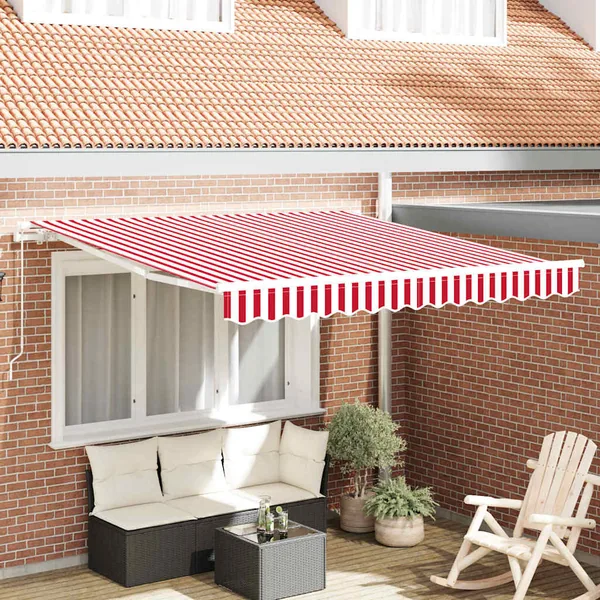 Auvent rétractable Rouge et Blanc 300 x 250 cm