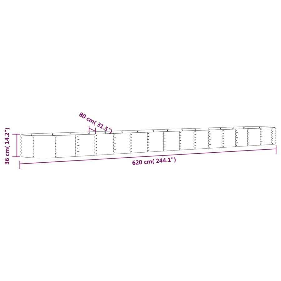 Lit surélevé de jardin Acier galvanisé 620x80x36 cm gris - 6