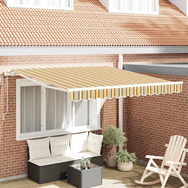 Auvent rétractable Multicolore 350 x 250 cm Tissu et Aluminium