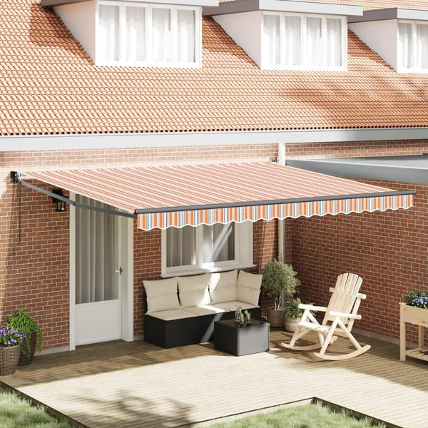 Auvent rétractable Multicolore 450 × 300 cm Polyester et métal