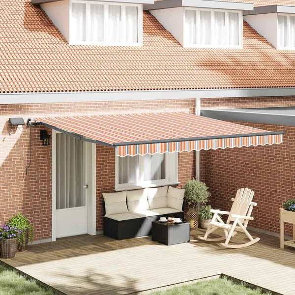 Auvent rétractable Multicolore 400 × 350 cm Tissu et Aluminium