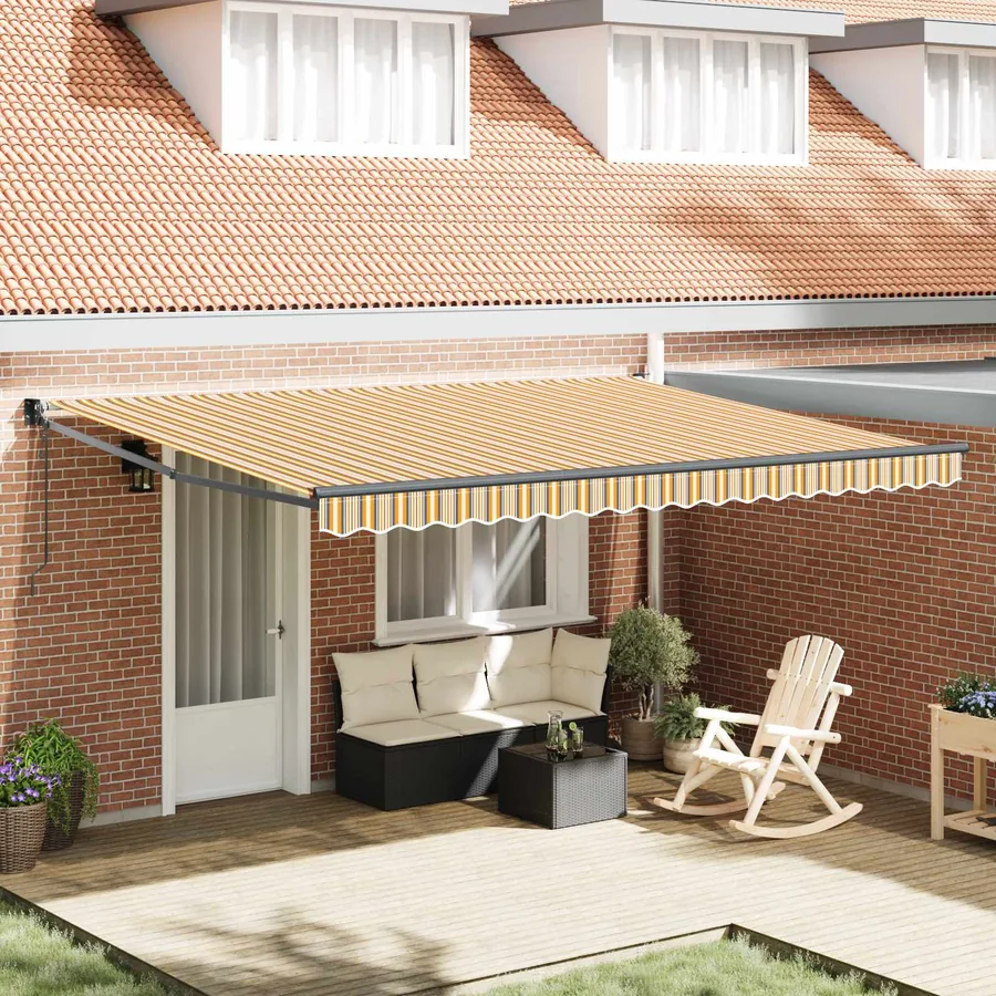 Auvent rétractable Multicolore 450 × 300 cm Polyester et métal