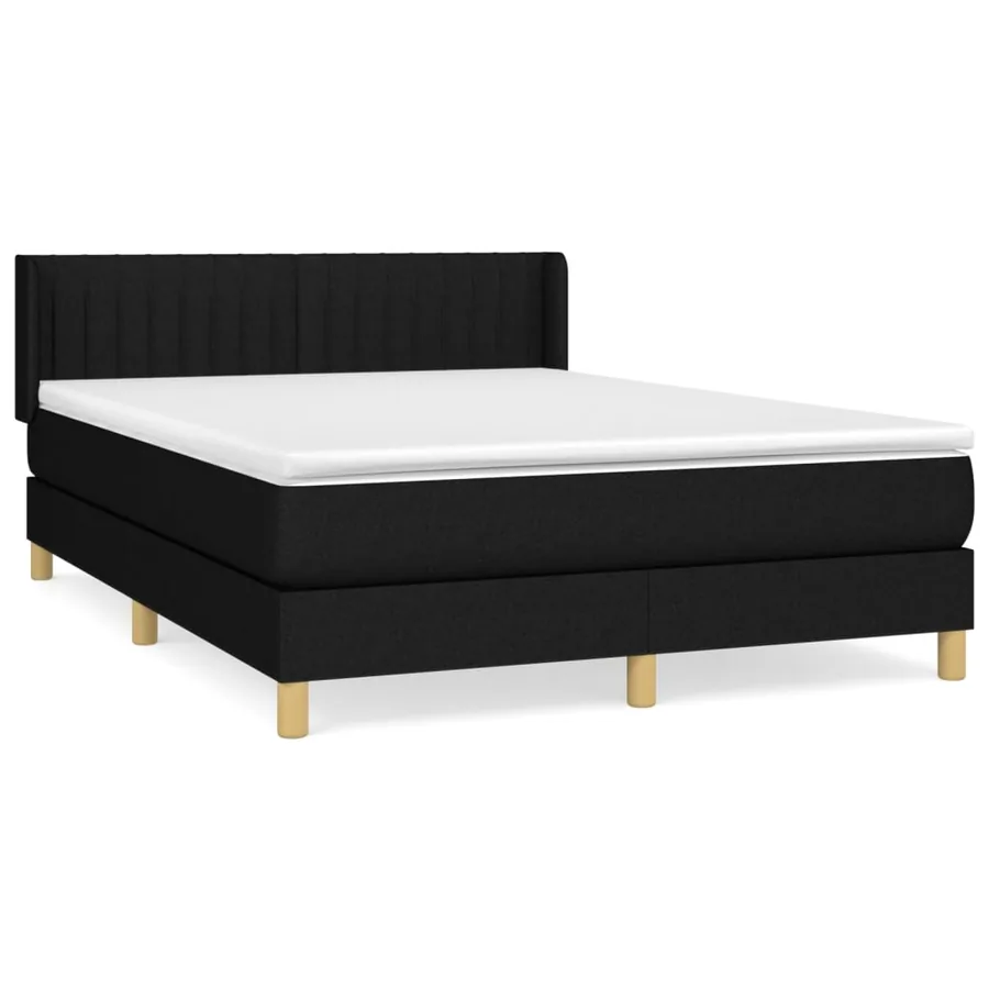 Sommier à lattes de lit avec matelas Noir 140x200 cm Tissu - 2