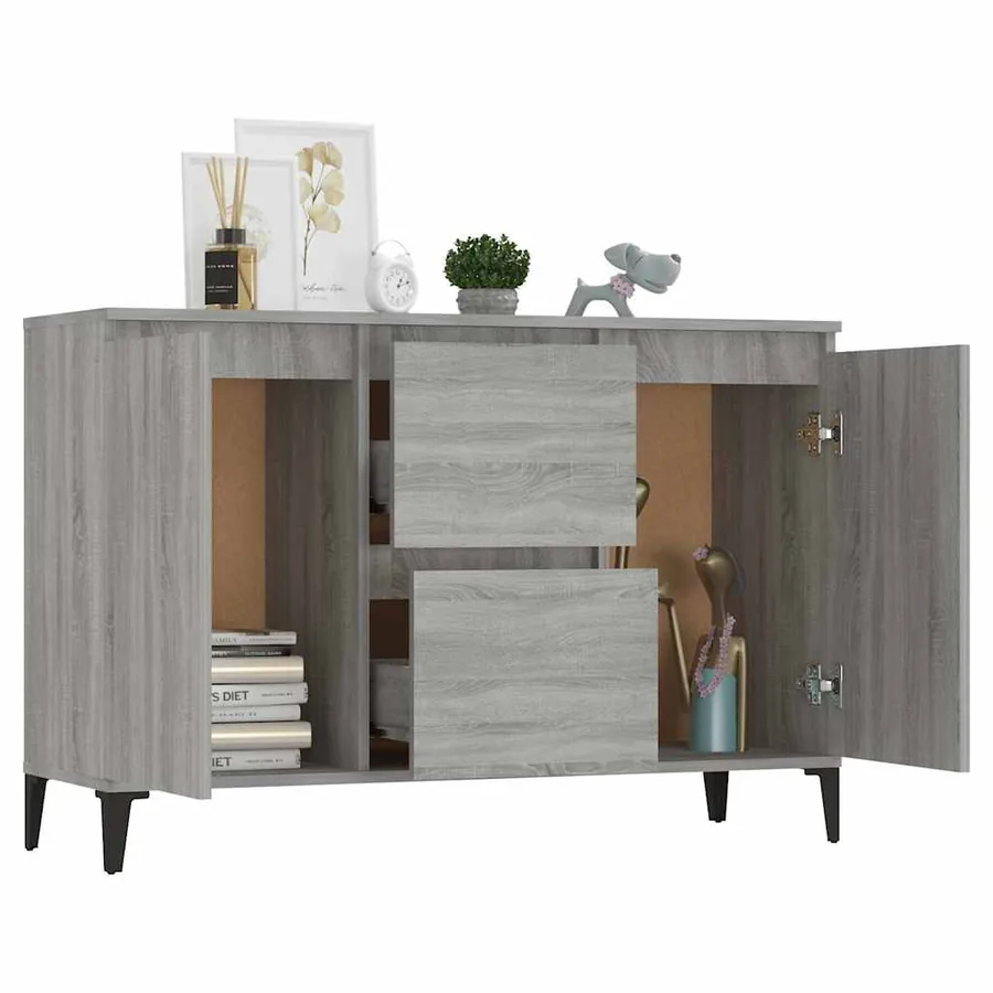 Buffet Sonoma gris 102x35x70 cm Bois d'ingénierie - 6
