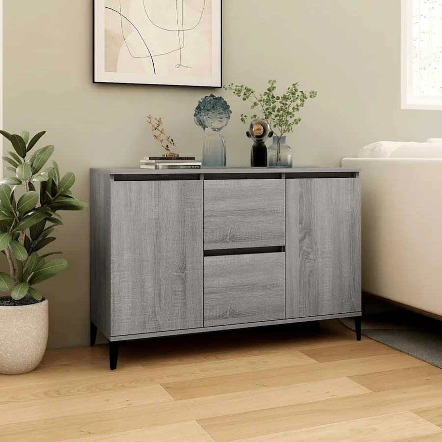 Buffet Sonoma gris 102x35x70 cm Bois d'ingénierie - 7