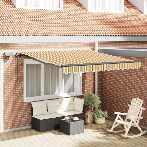 Auvent rétractable Multicolore 300 x 250 cm Tissu et Aluminium