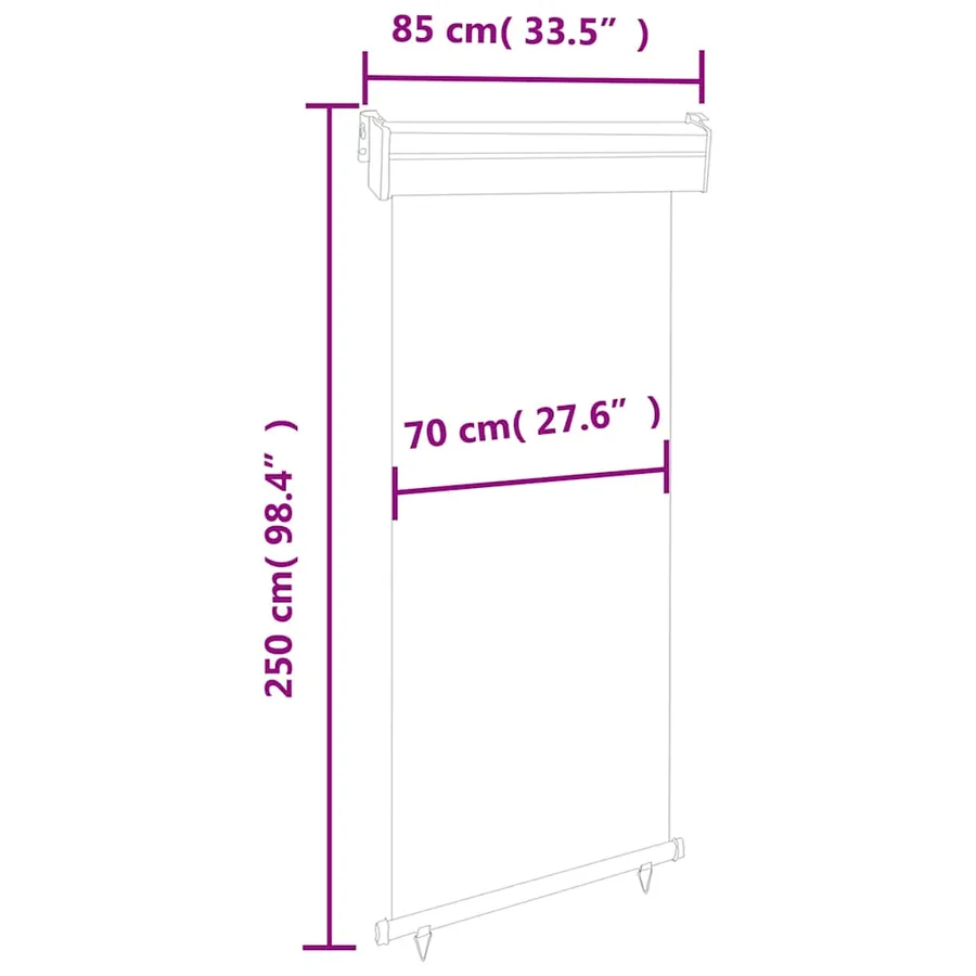 Auvent latéral de balcon 85x250 cm Crème - 10