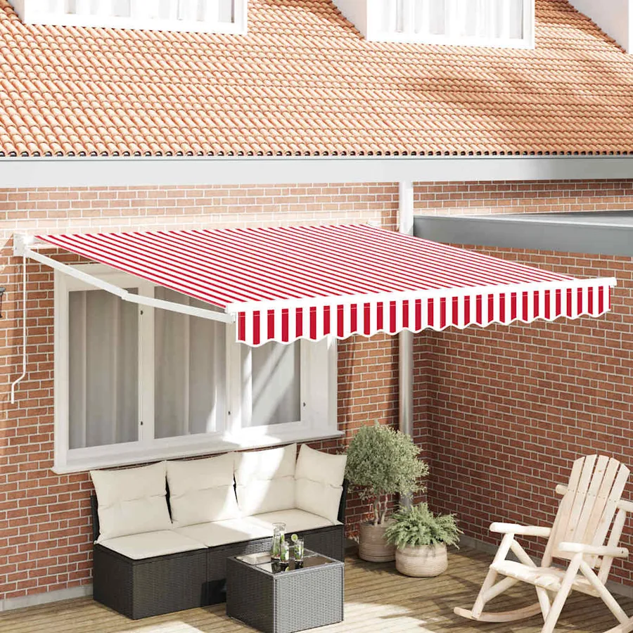 Auvent rétractable Rouge et Blanc 300 x 250 cm