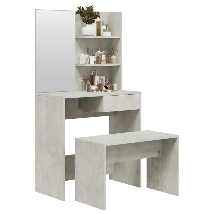 Ensemble de coiffeuse Gris béton 74,5x40x141 cm - 3