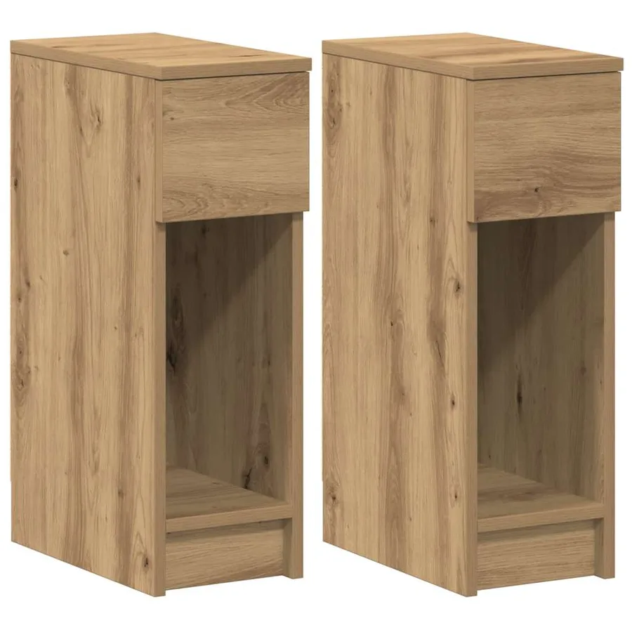 Tables de chevet avec tiroir 2 pcs chêne artisanal 20x36x60 cm - 2