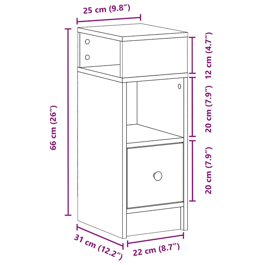 Tables de chevet 2 pcs avec tiroir blanc 25x31x66 cm - 11