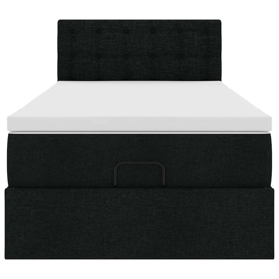 Lit ottoman avec matelas noir 90x200 cm tissu - 7