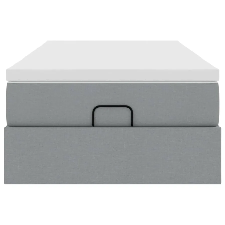 Cadre de lit ottoman et matelas gris clair 100x200 cm tissu - 7