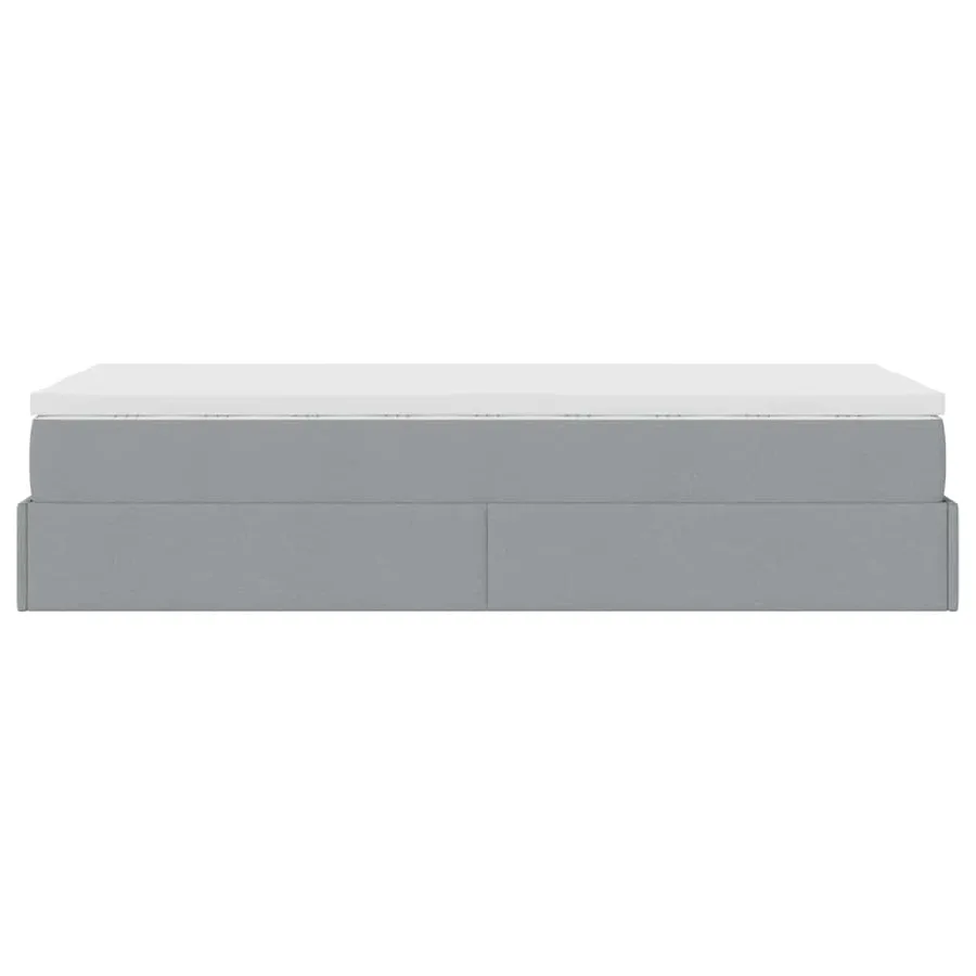 Cadre de lit ottoman et matelas gris clair 100x200 cm tissu - 9