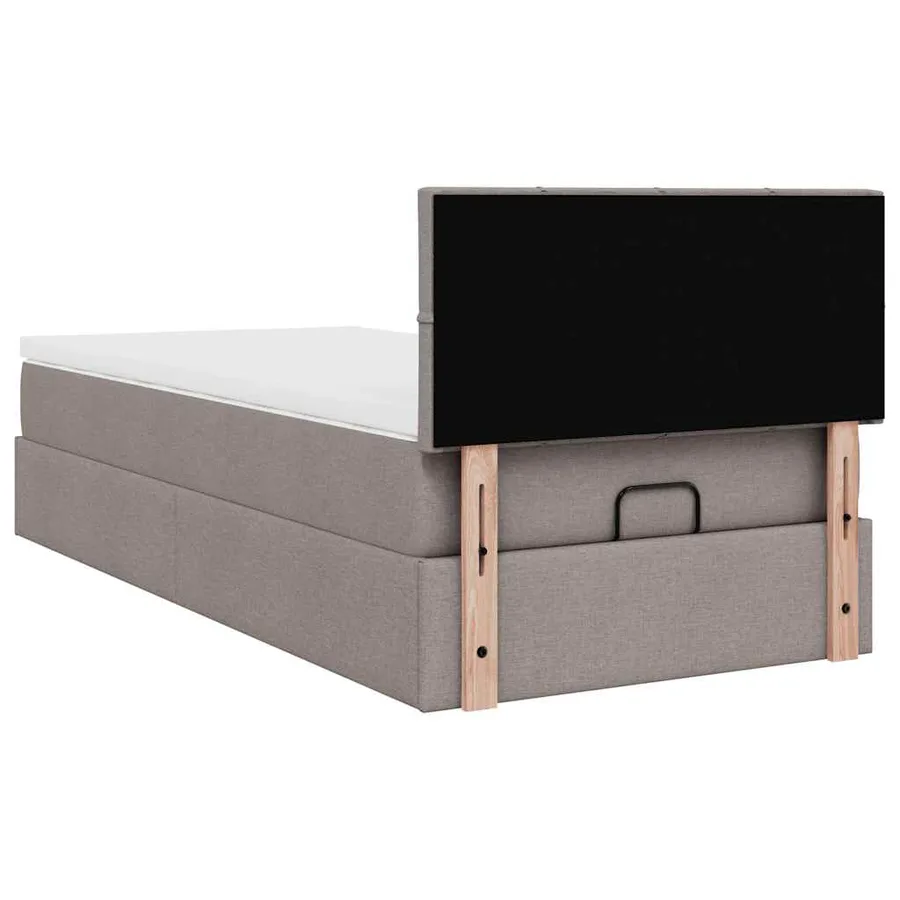 Lit ottoman avec matelas taupe 90x200 cm tissu - 11