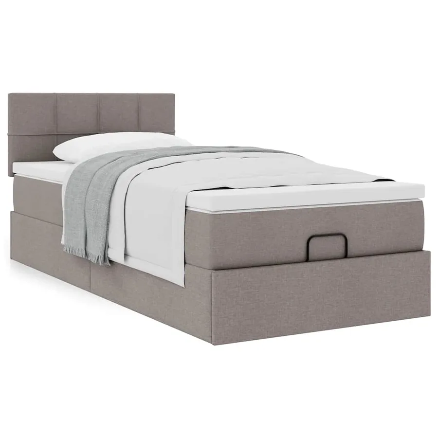 Lit ottoman avec matelas taupe 90x200 cm tissu - 4