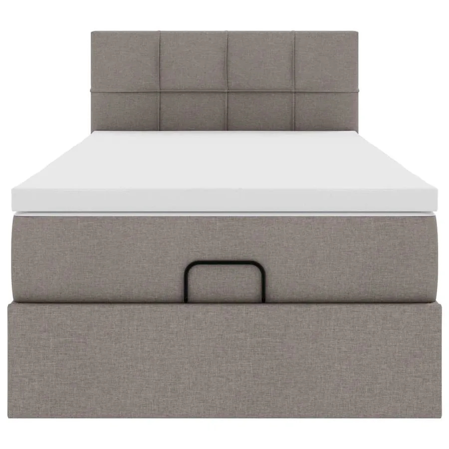 Lit ottoman avec matelas taupe 90x200 cm tissu - 7