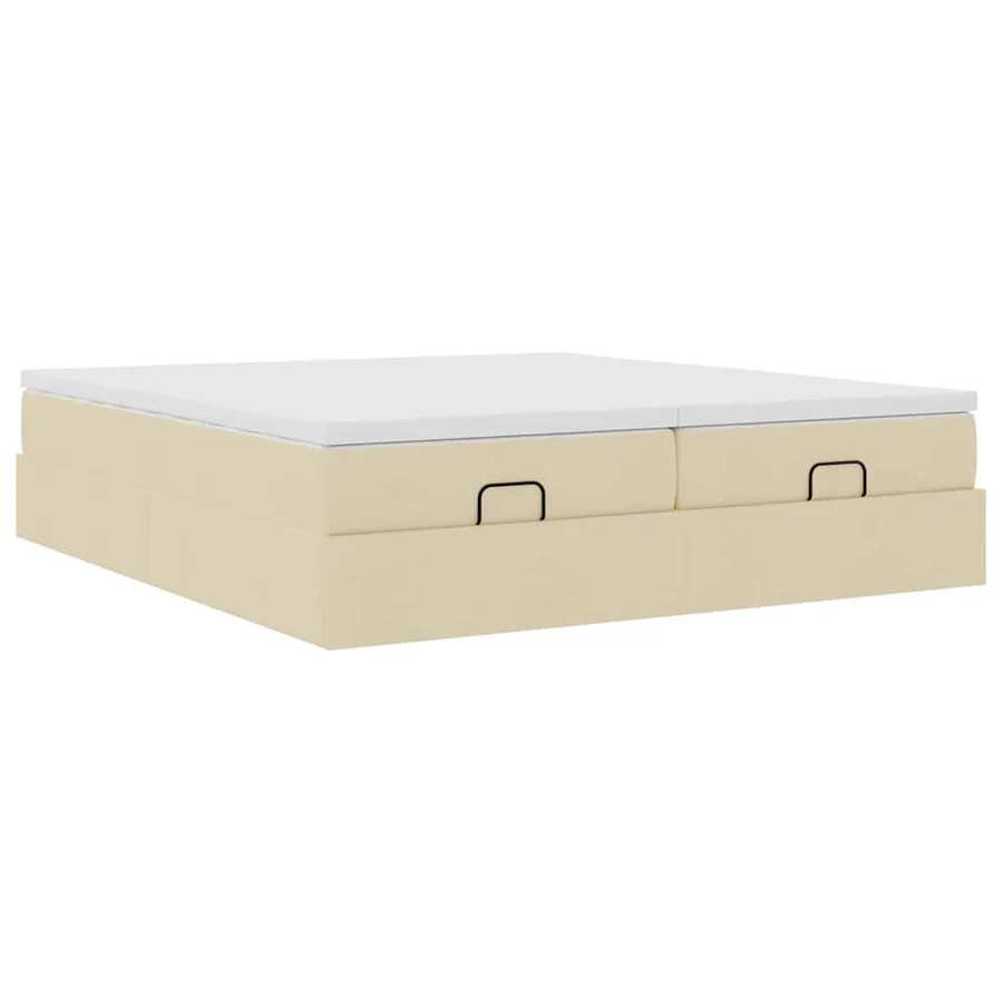 Cadre de lit ottoman avec matelas crème 180x200 cm tissu - 10