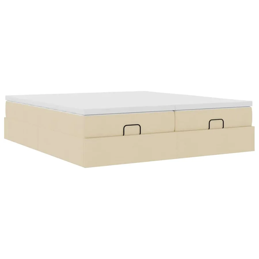Cadre de lit ottoman avec matelas crème 180x200 cm tissu - 6