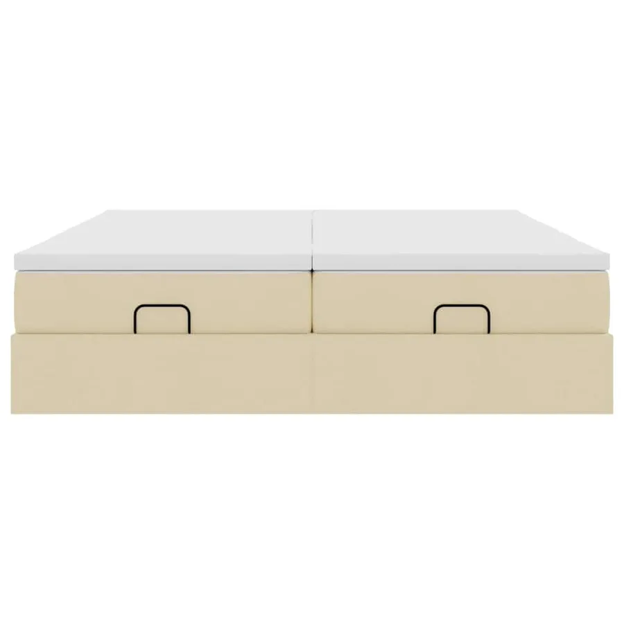 Cadre de lit ottoman avec matelas crème 180x200 cm tissu - 7